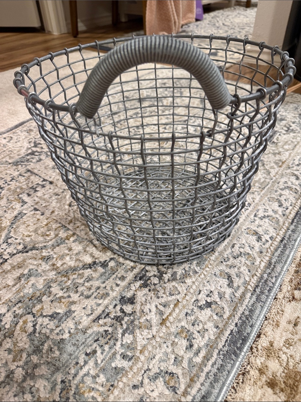 Target Gray Metal Wire Storage Basket with Wrapped Handle